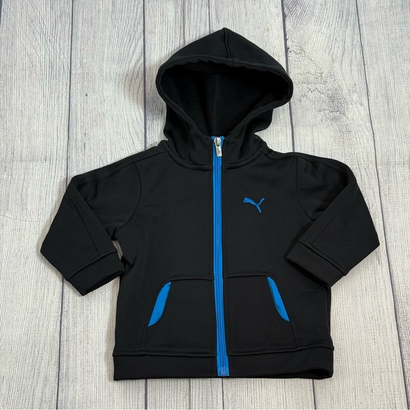 PUMA Baby Boys Black & Blue Zip-Up Hoodie - Size 12M - Picture 3 of 9